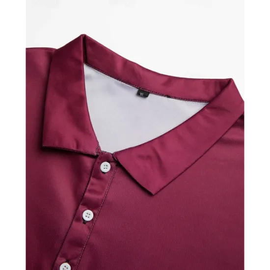 Discount OUKU Men's Polo Shirt Golf Shirt Casual Holiday Lapel Short Sleeve Fashion Basic Color Block Plaid / Check Patchwork Summer Regular Fit Burgundy Brown Polo Shirt