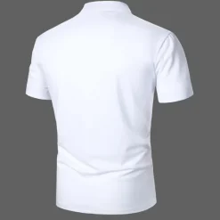 Discount OUKU Men's Polo Shirt Golf Shirt Casual Holiday Stand Collar V Neck Short Sleeve Fashion Basic Plain Classic Summer Regular Fit Fire Red Black White Green Gray Polo Shirt