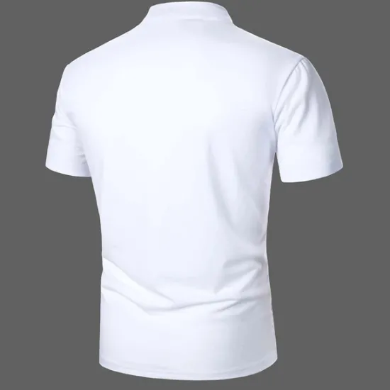 Discount OUKU Men's Polo Shirt Golf Shirt Casual Holiday Stand Collar V Neck Short Sleeve Fashion Basic Plain Classic Summer Regular Fit Fire Red Black White Green Gray Polo Shirt