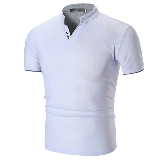 Discount OUKU Men's Polo Shirt Golf Shirt Casual Holiday Stand Collar V Neck Short Sleeve Fashion Basic Plain Classic Summer Regular Fit Fire Red Black White Green Gray Polo Shirt