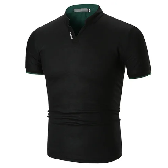 Discount OUKU Men's Polo Shirt Golf Shirt Casual Holiday Stand Collar V Neck Short Sleeve Fashion Basic Plain Classic Summer Regular Fit Fire Red Black White Green Gray Polo Shirt