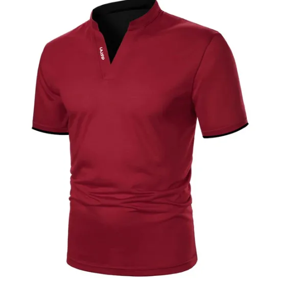 Discount OUKU Men's Polo Shirt Golf Shirt Casual Holiday Stand Collar V Neck Short Sleeve Fashion Basic Plain Classic Summer Regular Fit Fire Red Black White Green Gray Polo Shirt