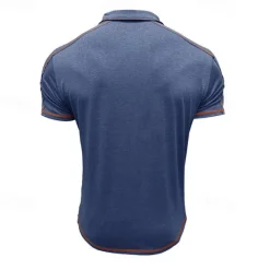 Online OUKU Men's Polo Shirt Golf Shirt Work Casual Lapel Ribbed Polo Collar Short Sleeve Basic Modern Color Block Patchwork Button Spring & Summer Regular Fit Apricot Dark Gray Black White Burgundy Blue Polo