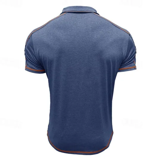 Online OUKU Men's Polo Shirt Golf Shirt Work Casual Lapel Ribbed Polo Collar Short Sleeve Basic Modern Color Block Patchwork Button Spring & Summer Regular Fit Apricot Dark Gray Black White Burgundy Blue Polo