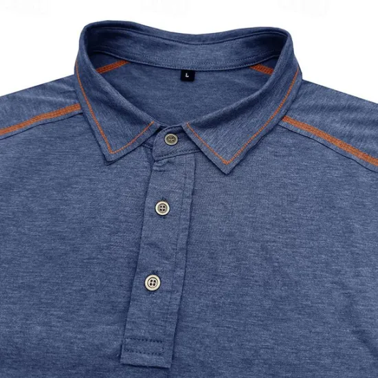 Online OUKU Men's Polo Shirt Golf Shirt Work Casual Lapel Ribbed Polo Collar Short Sleeve Basic Modern Color Block Patchwork Button Spring & Summer Regular Fit Apricot Dark Gray Black White Burgundy Blue Polo