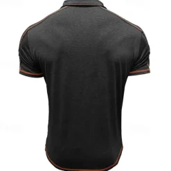 Online OUKU Men's Polo Shirt Golf Shirt Work Casual Lapel Ribbed Polo Collar Short Sleeve Basic Modern Color Block Patchwork Button Spring & Summer Regular Fit Apricot Dark Gray Black White Burgundy Blue Polo