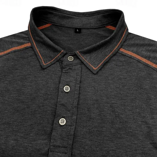 Online OUKU Men's Polo Shirt Golf Shirt Work Casual Lapel Ribbed Polo Collar Short Sleeve Basic Modern Color Block Patchwork Button Spring & Summer Regular Fit Apricot Dark Gray Black White Burgundy Blue Polo