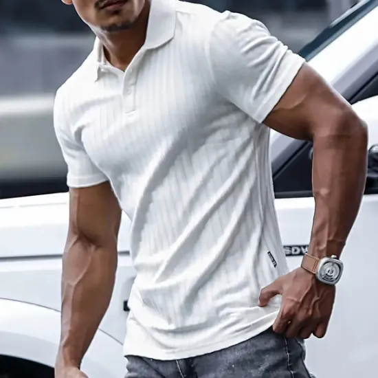 Sale OUKU Men's Polo Shirt Golf Shirt Casual Holiday Lapel Short Sleeve Fashion Basic Plain Classic Summer Regular Fit Navy Black White Yellow Green Light Blue Polo Shirt