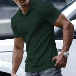 Sale OUKU Men's Polo Shirt Golf Shirt Casual Holiday Lapel Short Sleeve Fashion Basic Plain Classic Summer Regular Fit Navy Black White Yellow Green Light Blue Polo Shirt