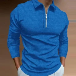 Best OUKU Men's Polo Shirt Golf Shirt Outdoor Casual Turndown Long Sleeve Fashion Designer Geometry Zipper Print Spring & Fall Regular Fit Yellow Red Blue Green Dark Gray Polo Shirt
