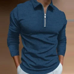 Best OUKU Men's Polo Shirt Golf Shirt Outdoor Casual Turndown Long Sleeve Fashion Designer Geometry Zipper Print Spring & Fall Regular Fit Yellow Red Blue Green Dark Gray Polo Shirt