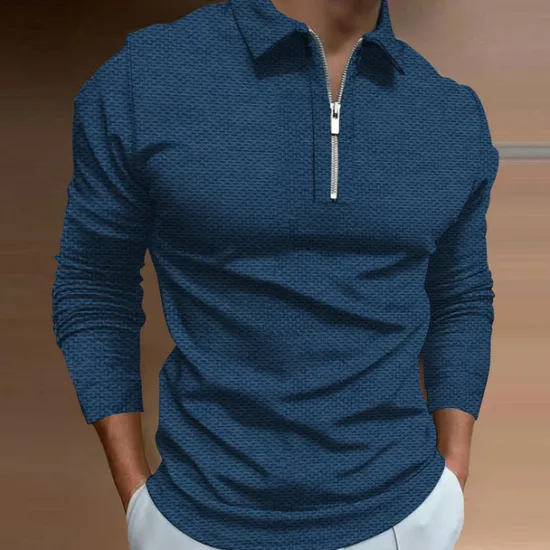 Best OUKU Men's Polo Shirt Golf Shirt Outdoor Casual Turndown Long Sleeve Fashion Designer Geometry Zipper Print Spring & Fall Regular Fit Yellow Red Blue Green Dark Gray Polo Shirt