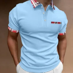 Online OUKU Men's Polo Shirt Golf Shirt Casual Holiday Lapel Quarter Zip Short Sleeve Fashion Basic Plain Quarter Zip Summer Regular Fit Black White Red Dark Navy Green Light Grey Polo Shirt
