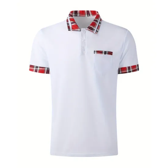 Best OUKU Men's Polo Shirt Golf Shirt Casual Sports Classic Short Sleeve Fashion Basic Plaid Color Block Patchwork Pocket Summer Regular Fit Black White Red Navy Blue Blue Green Polo Shirt