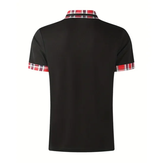 Best OUKU Men's Polo Shirt Golf Shirt Casual Sports Classic Short Sleeve Fashion Basic Plaid Color Block Patchwork Pocket Summer Regular Fit Black White Red Navy Blue Blue Green Polo Shirt