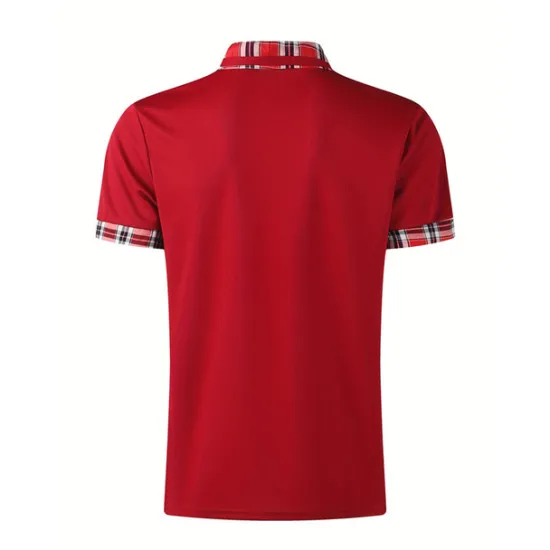 Best OUKU Men's Polo Shirt Golf Shirt Casual Sports Classic Short Sleeve Fashion Basic Plaid Color Block Patchwork Pocket Summer Regular Fit Black White Red Navy Blue Blue Green Polo Shirt