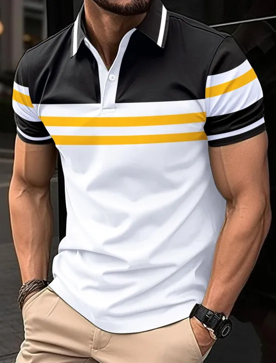 Clearance OUKU Men's Polo Shirt Golf Shirt Work Street Classic Short Sleeves Solid / Plain Color Basic Summer Loose Fit White Dark Navy Light Blue Polo Shirt