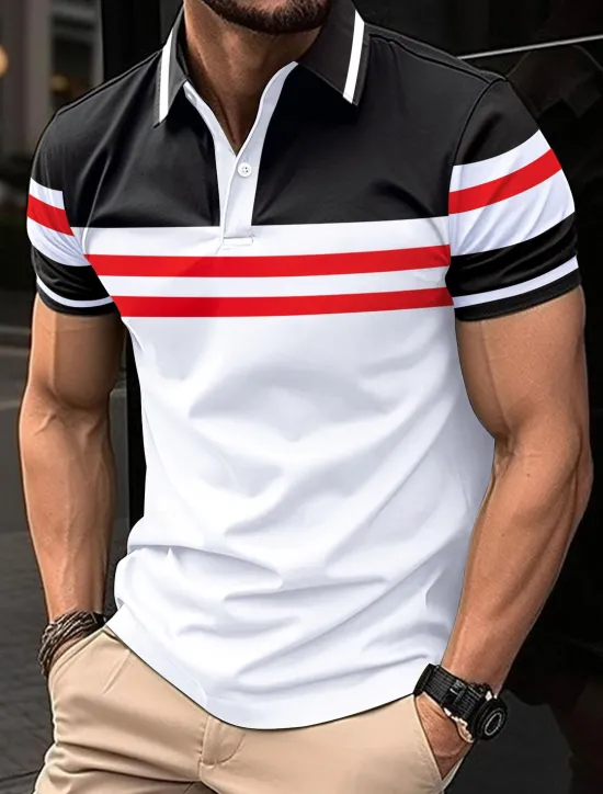 Clearance OUKU Men's Polo Shirt Golf Shirt Work Street Classic Short Sleeves Solid / Plain Color Basic Summer Loose Fit White Dark Navy Light Blue Polo Shirt