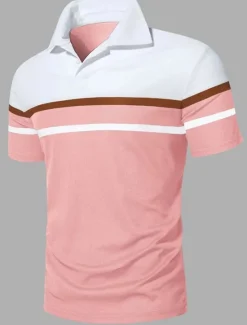 Discount OUKU Men's Polo Shirt Golf Shirt Casual Holiday Classic Short Sleeve Fashion Basic Color Block Classic Summer Regular Fit Fire Red Black Pink Dark navy Polo Shirt