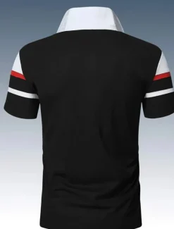 Discount OUKU Men's Polo Shirt Golf Shirt Casual Holiday Classic Short Sleeve Fashion Basic Color Block Classic Summer Regular Fit Fire Red Black Pink Dark navy Polo Shirt