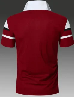 Discount OUKU Men's Polo Shirt Golf Shirt Casual Holiday Classic Short Sleeve Fashion Basic Color Block Classic Summer Regular Fit Fire Red Black Pink Dark navy Polo Shirt