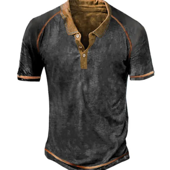 Sale OUKU Men's Polo Shirt Golf Shirt Outdoor Street Turndown Short Sleeves Fashion Designer Graphic Button-Down Print Summer Spring Regular Fit Blue Green Khaki Gray Polo Shirt