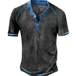 Sale OUKU Men's Polo Shirt Golf Shirt Outdoor Street Turndown Short Sleeves Fashion Designer Graphic Button-Down Print Summer Spring Regular Fit Blue Green Khaki Gray Polo Shirt