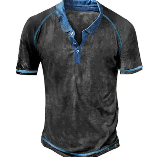 Sale OUKU Men's Polo Shirt Golf Shirt Outdoor Street Turndown Short Sleeves Fashion Designer Graphic Button-Down Print Summer Spring Regular Fit Blue Green Khaki Gray Polo Shirt
