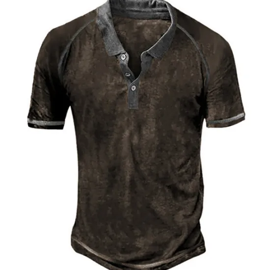 Sale OUKU Men's Polo Shirt Golf Shirt Outdoor Street Turndown Short Sleeves Fashion Designer Graphic Button-Down Print Summer Spring Regular Fit Blue Green Khaki Gray Polo Shirt