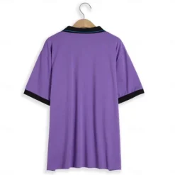 New OUKU Men's Polo Shirt Golf Shirt Casual Holiday Ribbed Polo Collar Classic Short Sleeve Fashion Basic Color Block Patchwork Pocket Summer Regular Fit Purple Grey Polo Shirt