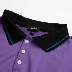 New OUKU Men's Polo Shirt Golf Shirt Casual Holiday Ribbed Polo Collar Classic Short Sleeve Fashion Basic Color Block Patchwork Pocket Summer Regular Fit Purple Grey Polo Shirt