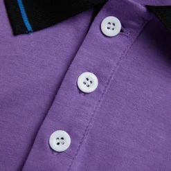 New OUKU Men's Polo Shirt Golf Shirt Casual Holiday Ribbed Polo Collar Classic Short Sleeve Fashion Basic Color Block Patchwork Pocket Summer Regular Fit Purple Grey Polo Shirt