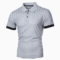 OUKU Men's Polo Shirt Golf Shirt Casual Daily Polo Collar Classic Short Sleeve Casual Soft Polka Dot Dot Button Front Summer Spring Regular Fit Black White Red Navy Blue Orange Light Grey Polo Shirt