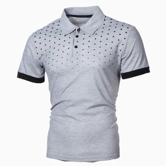 OUKU Men's Polo Shirt Golf Shirt Casual Daily Polo Collar Classic Short Sleeve Casual Soft Polka Dot Dot Button Front Summer Spring Regular Fit Black White Red Navy Blue Orange Light Grey Polo Shirt