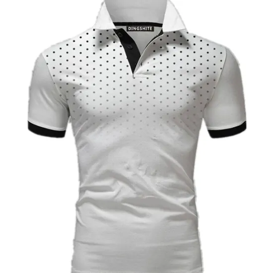 OUKU Men's Polo Shirt Golf Shirt Casual Daily Polo Collar Classic Short Sleeve Casual Soft Polka Dot Dot Button Front Summer Spring Regular Fit Black White Red Navy Blue Orange Light Grey Polo Shirt