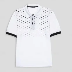 OUKU Men's Polo Shirt Golf Shirt Casual Daily Polo Collar Classic Short Sleeve Casual Soft Polka Dot Dot Button Front Summer Spring Regular Fit Black White Red Navy Blue Orange Light Grey Polo Shirt