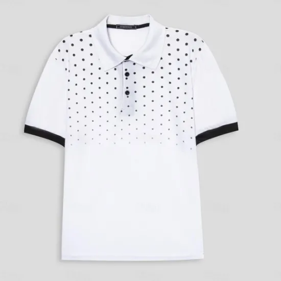 OUKU Men's Polo Shirt Golf Shirt Casual Daily Polo Collar Classic Short Sleeve Casual Soft Polka Dot Dot Button Front Summer Spring Regular Fit Black White Red Navy Blue Orange Light Grey Polo Shirt