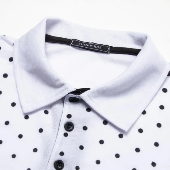 OUKU Men's Polo Shirt Golf Shirt Casual Daily Polo Collar Classic Short Sleeve Casual Soft Polka Dot Dot Button Front Summer Spring Regular Fit Black White Red Navy Blue Orange Light Grey Polo Shirt