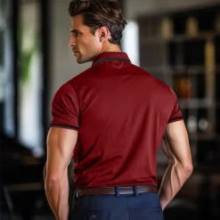 Hot OUKU Men's Polo Shirt Golf Shirt Casual Sports Lapel Short Sleeve Fashion Basic Color Block Patchwork Front Pocket Summer Regular Fit Dark red White Navy Blue Sky Blue Grey Polo Shirt