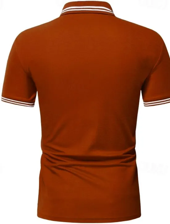 Sale OUKU Men's Polo Shirt Golf Shirt Casual Holiday Lapel Classic Short Sleeve Fashion Basic Plain Button Summer Regular Fit Black White Yellow Orange Gray Polo Shirt