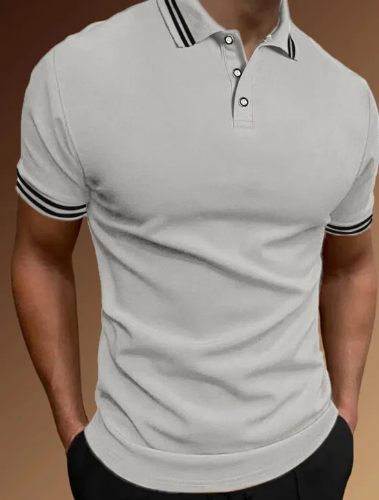 Sale OUKU Men's Polo Shirt Golf Shirt Casual Holiday Lapel Classic Short Sleeve Fashion Basic Plain Button Summer Regular Fit Black White Yellow Orange Gray Polo Shirt