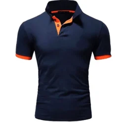OUKU Men's Polo Shirt Golf Shirt Street Casual Polo Collar Classic Short Sleeve Fashion Designer Color Block Patchwork Button Front Spring & Summer Regular Fit Lake blue Black White Yellow Pink Blue Polo