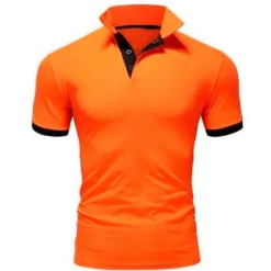 OUKU Men's Polo Shirt Golf Shirt Street Casual Polo Collar Classic Short Sleeve Fashion Designer Color Block Patchwork Button Front Spring & Summer Regular Fit Lake blue Black White Yellow Pink Blue Polo