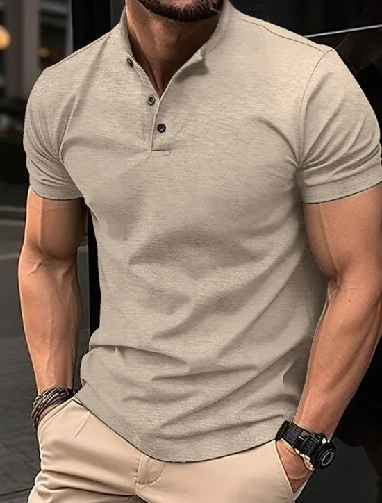Discount OUKU Men's Polo Shirt Golf Shirt Casual Holiday Henley Short Sleeve Fashion Basic Plain Classic Summer Regular Fit Black White Wine Army Green khaki Polo Shirt