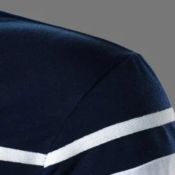 OUKU Men's Polo Shirt Golf Shirt Casual Holiday Lapel Classic Long Sleeve Fashion Basic Color Block Button Summer Regular Fit Navy Black Red Dark Navy Polo Shirt