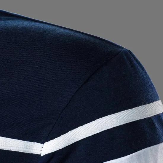 OUKU Men's Polo Shirt Golf Shirt Casual Holiday Lapel Classic Long Sleeve Fashion Basic Color Block Button Summer Regular Fit Navy Black Red Dark Navy Polo Shirt