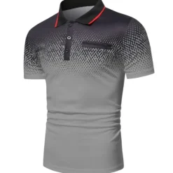 Clearance OUKU Men's Polo Shirt Golf Shirt Casual Holiday Ribbed Polo Collar Classic Short Sleeve Fashion Basic Color Block Button Summer Regular Fit Fire Red Black White Blue Orange Grey Polo Shirt