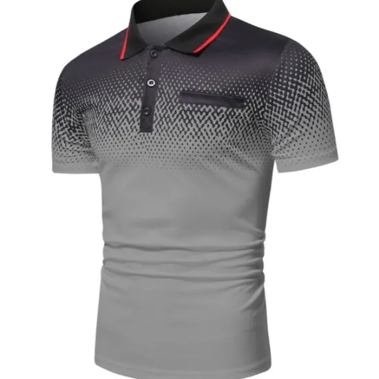 Clearance OUKU Men's Polo Shirt Golf Shirt Casual Holiday Ribbed Polo Collar Classic Short Sleeve Fashion Basic Color Block Button Summer Regular Fit Fire Red Black White Blue Orange Grey Polo Shirt