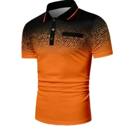 Clearance OUKU Men's Polo Shirt Golf Shirt Casual Holiday Ribbed Polo Collar Classic Short Sleeve Fashion Basic Color Block Button Summer Regular Fit Fire Red Black White Blue Orange Grey Polo Shirt
