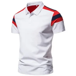 Outlet OUKU Men's Polo Shirt Golf Shirt Casual Polo Collar Classic Short Sleeve Casual Solid Color Button Front Spring & Summer Regular Fit White Red Navy Blue Polo Shirt